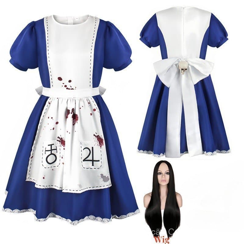 Vestido de Empregada da Princesa Alice do Anime, Avental, Fantasia de Cosplay do Jogo Madness Returns para Mulheres e Ho