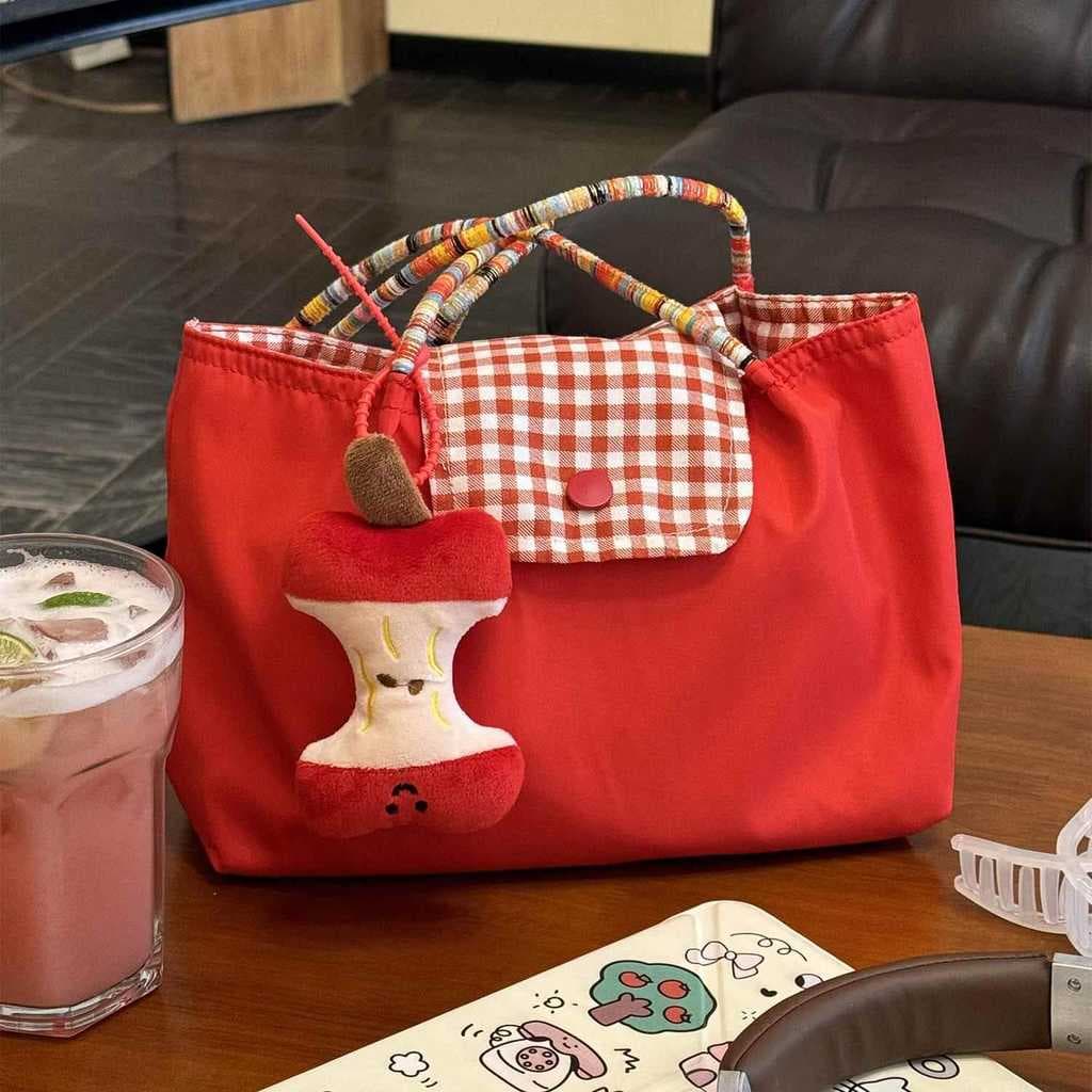 Bolsa de ombro vermelha fofa pequena bolsa de armazenamento 2025 novo estilo sacola trabalho diário Commuter lazer