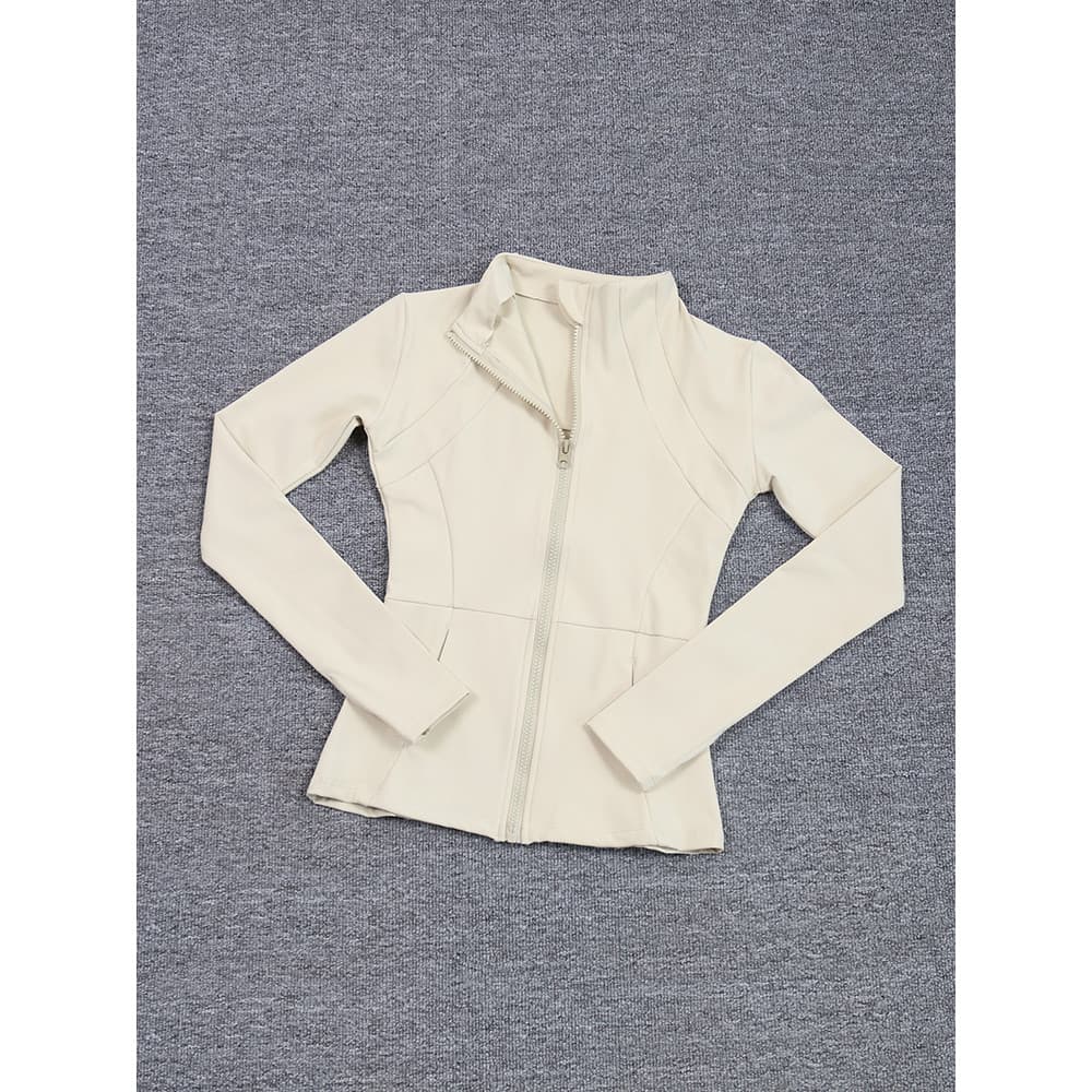 Jaqueta esportiva profissional de proteção solar feminina, Slim fit, Yoga, zíper, gola alta, Skinny, manga comprida, cor