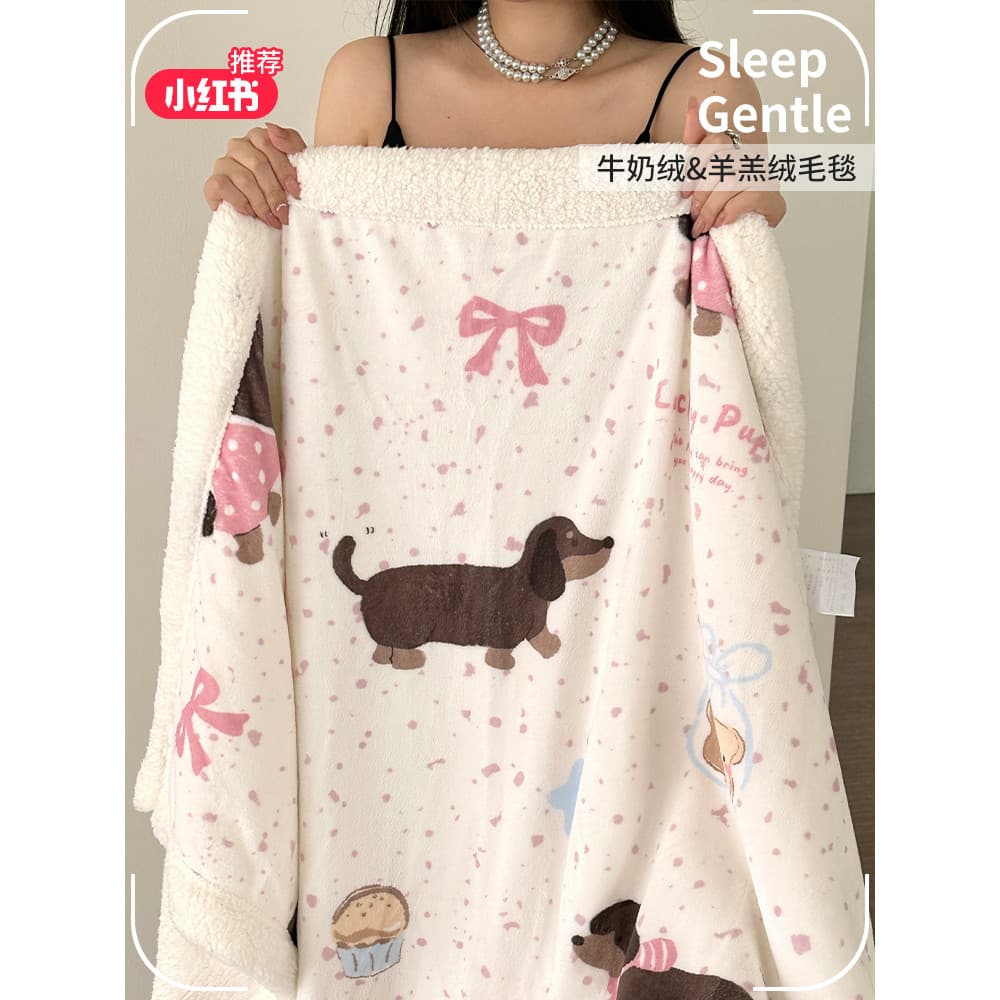 Coreano bonito Dachshund cordeiro velo cobertor engrossado quente Coral velo Casual cobertor dos desenhos animados ar co