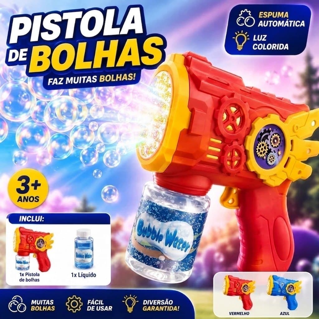 [Viral Toy] Electric Bubble Gun Kids LED Light with 1 Liquid Bottle Outdoor Boys Girls Gift