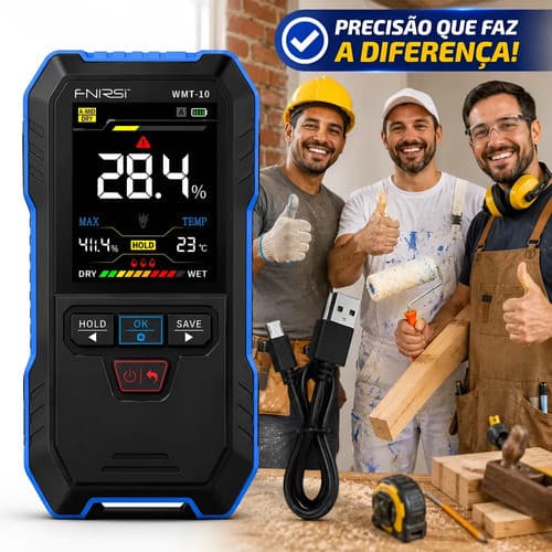 Medidor Umidade Digital Profissional Parede Concreto Piso Madeira Detector Infiltração Alta Precisão LCD