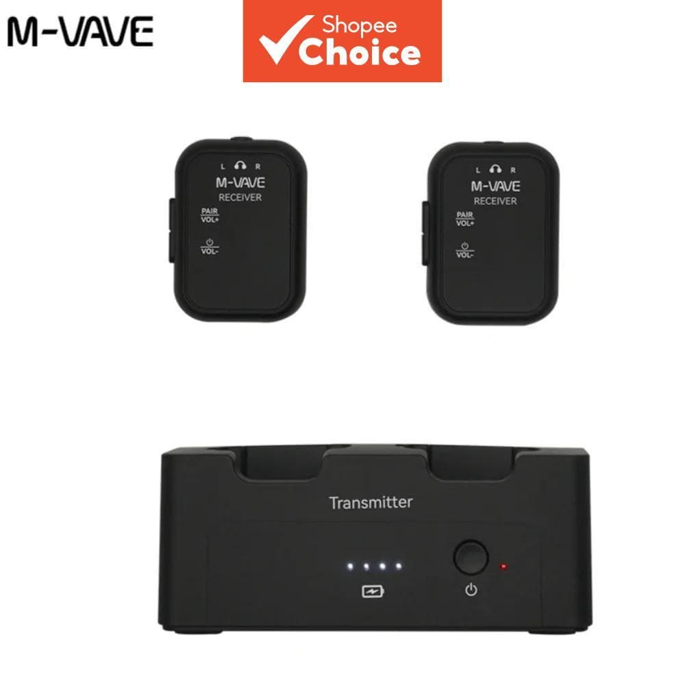 Sistema de Monitoramento de Áudio Sem Fio M-VAVE WP-12 2.4G, Fone de Ouvido Estéreo/Mono, Transmissor/Receptor