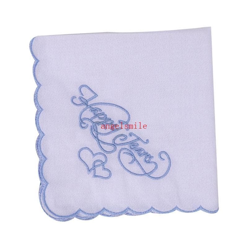 Branco Bordado Feliz Lágrimas Lenço Elegante Casamento Decorativo Quadrado Para Convidados Do 28x28c