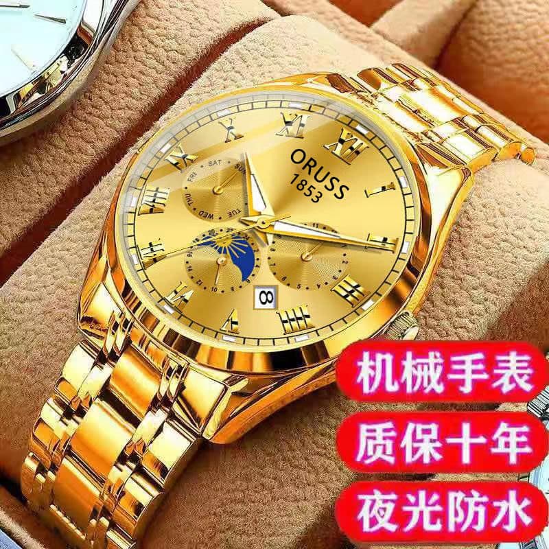 relogio masculino Relógio mecânico automático marca masculina suíço importado calendário de aço inoxidável à prova dwate