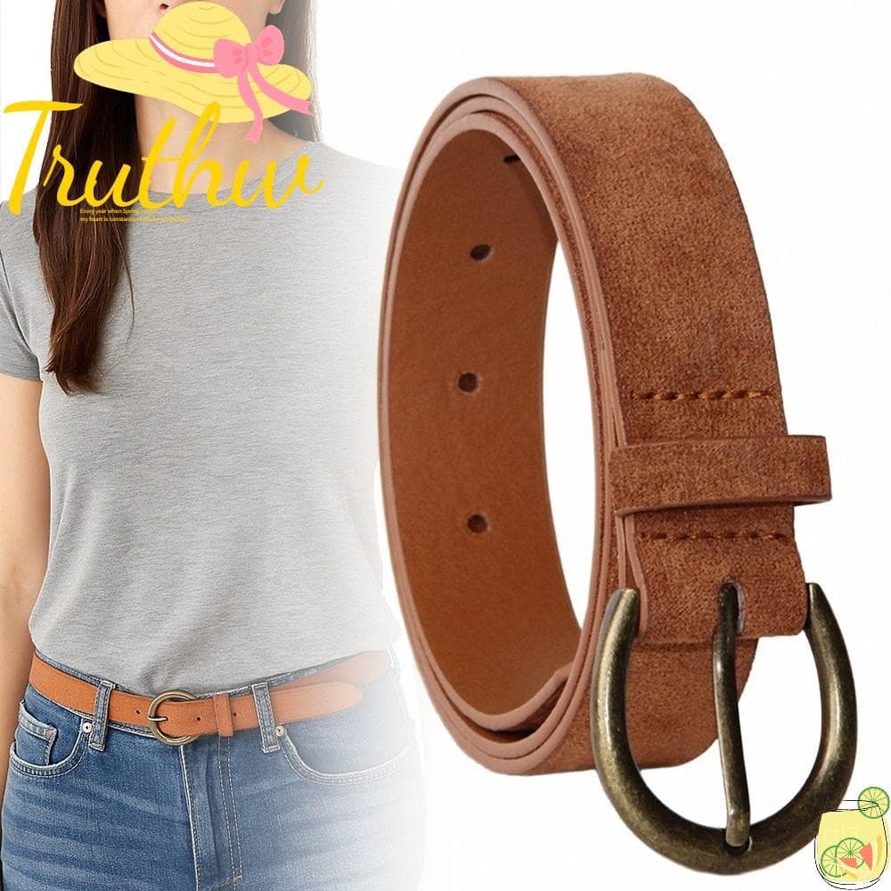 Cinto De Cintura Empresarial TRUTHW , Couro De Camurça Casual De Design Luxuoso , Retrô Com Fivela De Pino Para Mulheres