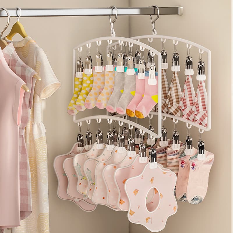 Multi-clipe cabide infantil armazenamento de guarda-roupa novo estilo meias de bebê multi-camada Rack de secagem cabide