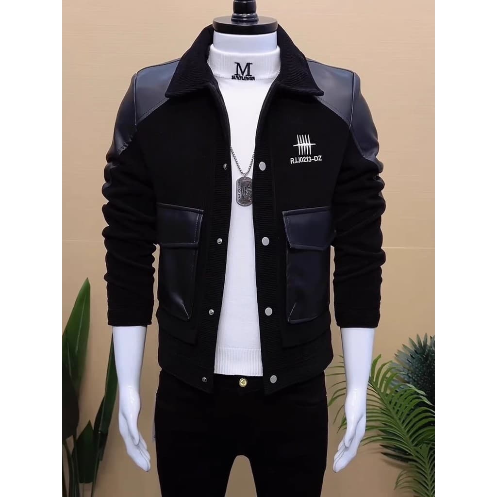 Jaqueta masculina outono inverno forro de lã engrossado jaqueta quente meninos 2026 novo estilo na moda bonito lapela ja