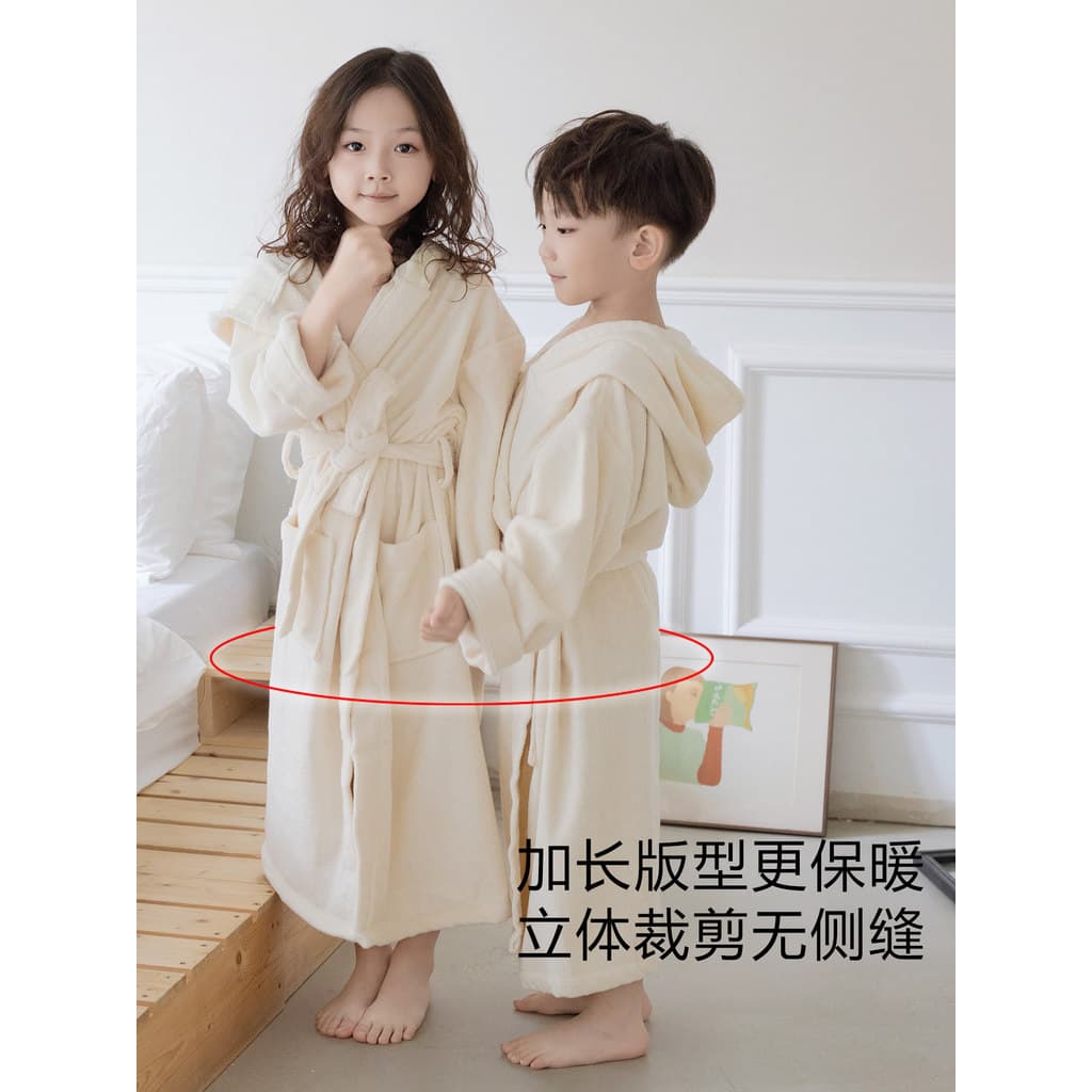 Algodão orgânico classe A crianças roupão de algodão puro meninos meninas banho Wearable toalhas de banho absorver água