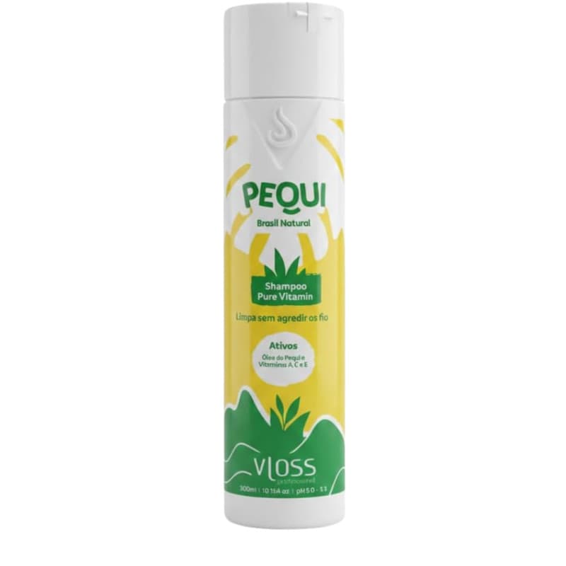 Shampoo de Pequi Vitaminas Pure 300ml - Hidratação Intensa, Nutrição e Brilho para Fios Ressecados