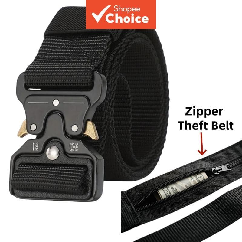 Cinto masculino com zíper, cinto antirroubo para dinheiro em viagens, cinto portátil para esconder dinheiro, bolsa de
