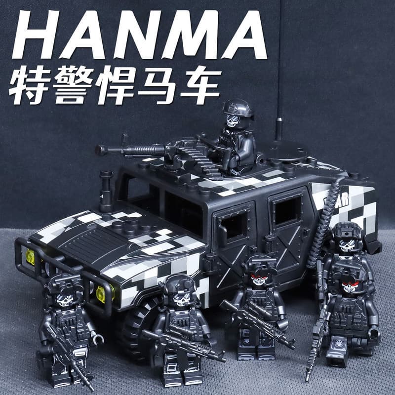 Lego blocos de construção militar Hummer veículo blindado forças especiais minifigura modelo menino brinquedos de montag