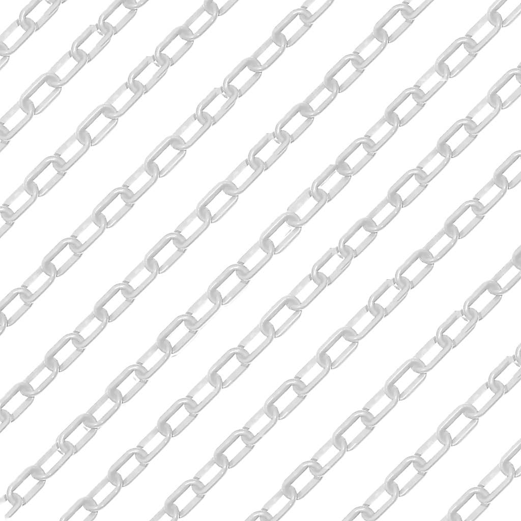 Kit com 50 Metros Corrente Plastica Elo Pequeno Branco Sinalização Filas Isola Chuva Calha Segurança