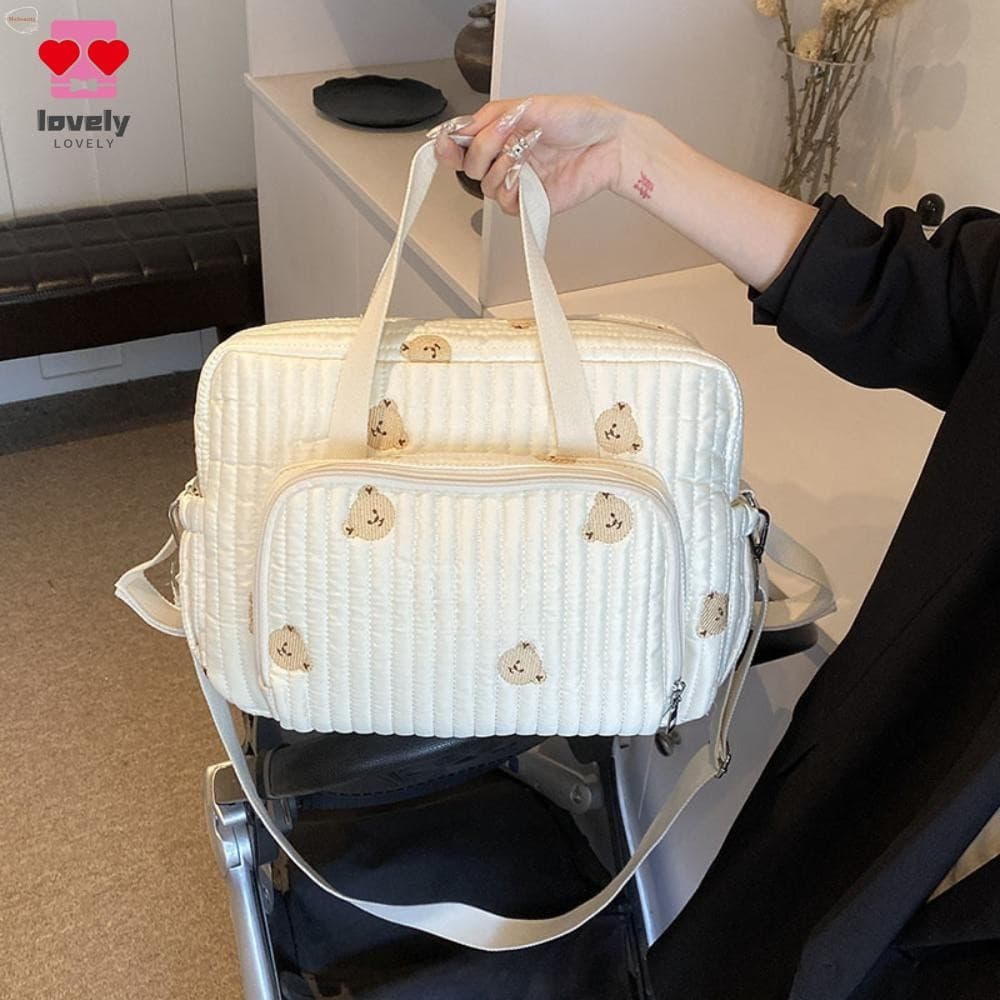 Bolsa Organizadora De Fraldas Para Bebês-Estilo Múmia Urso Com Vários Bolsos Mulheres