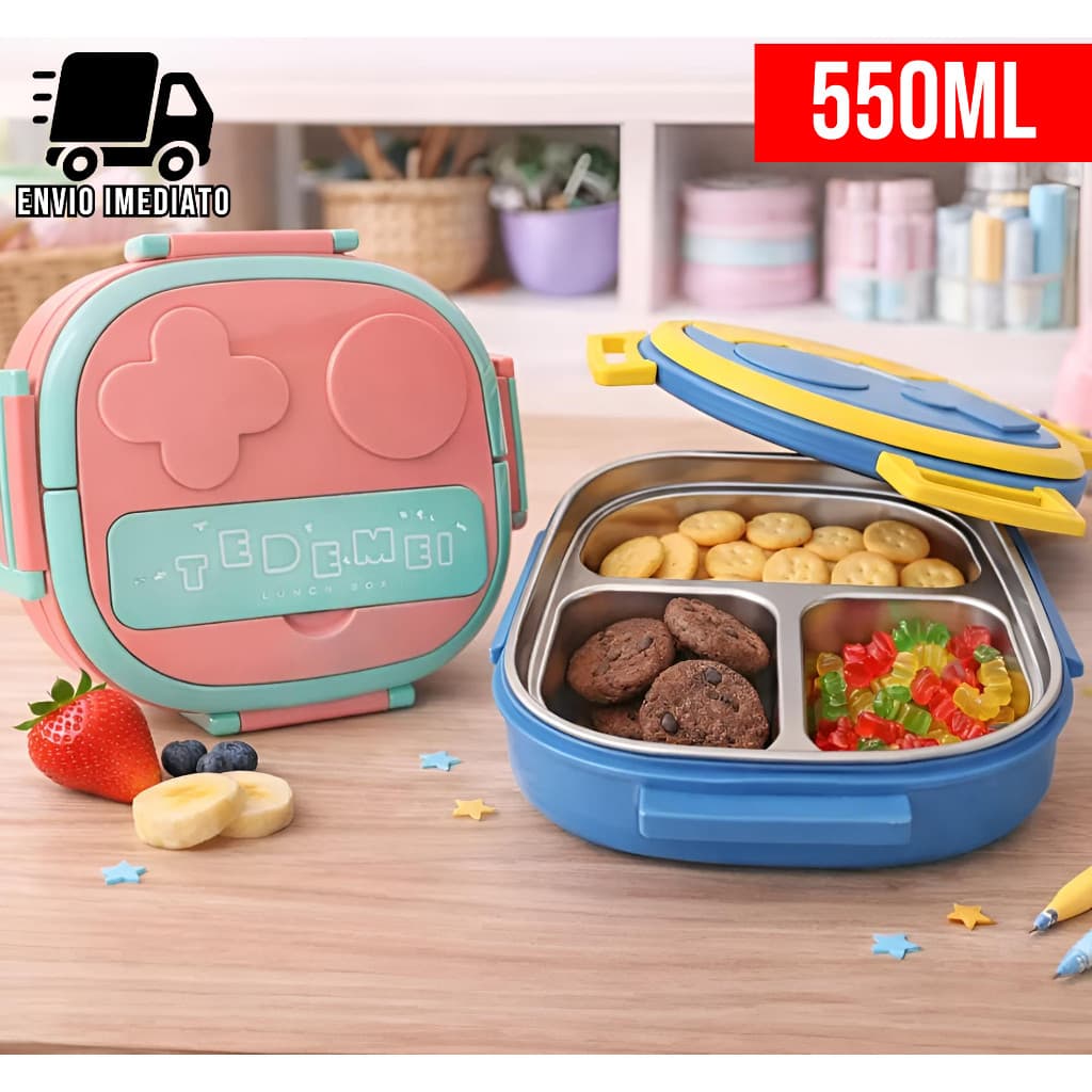 Marmita Infantil Lancheira Térmica Inox Escolar 550ml Impermeável Portátil Recipiente Para Comida VM