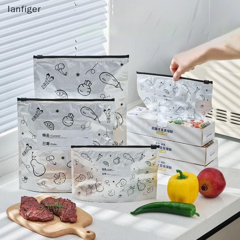 10 Pçs/Saco Grande Capacidade Folha De Alumínio De Alimentos À Prova De Vazamento Freezer Seguro Cozinha Fresco-Mantendo