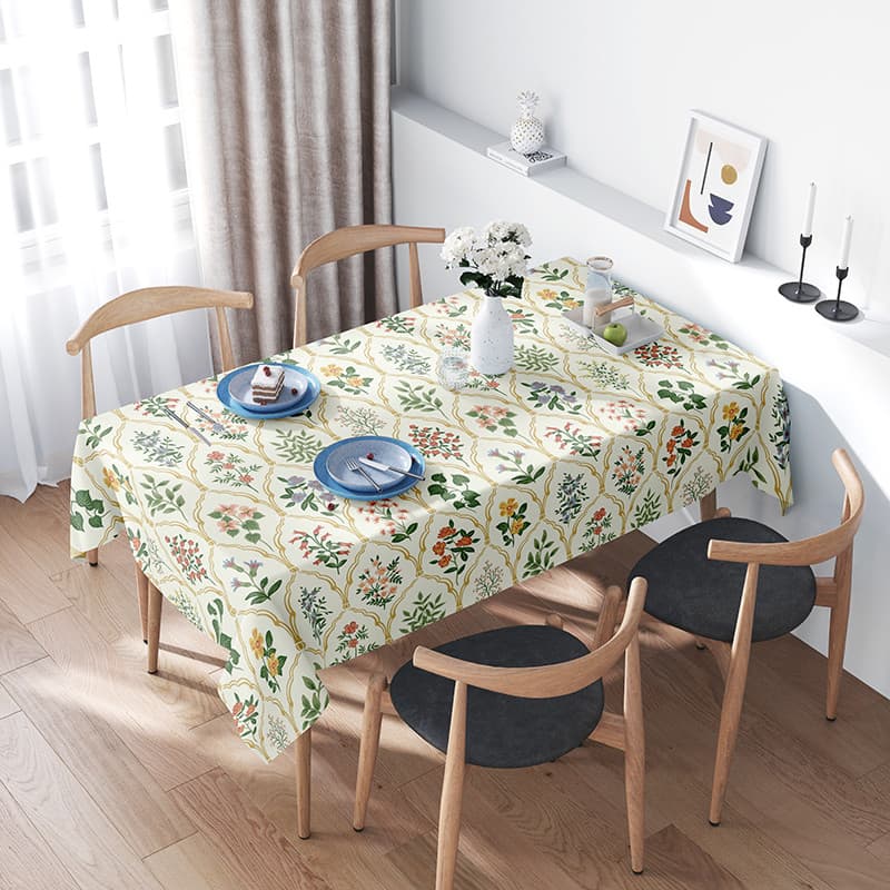 Toalha de mesa retangular de algodão, estilo Pastoral francês, planta, flor, toalha Anti-poeira, óleo, decorativa