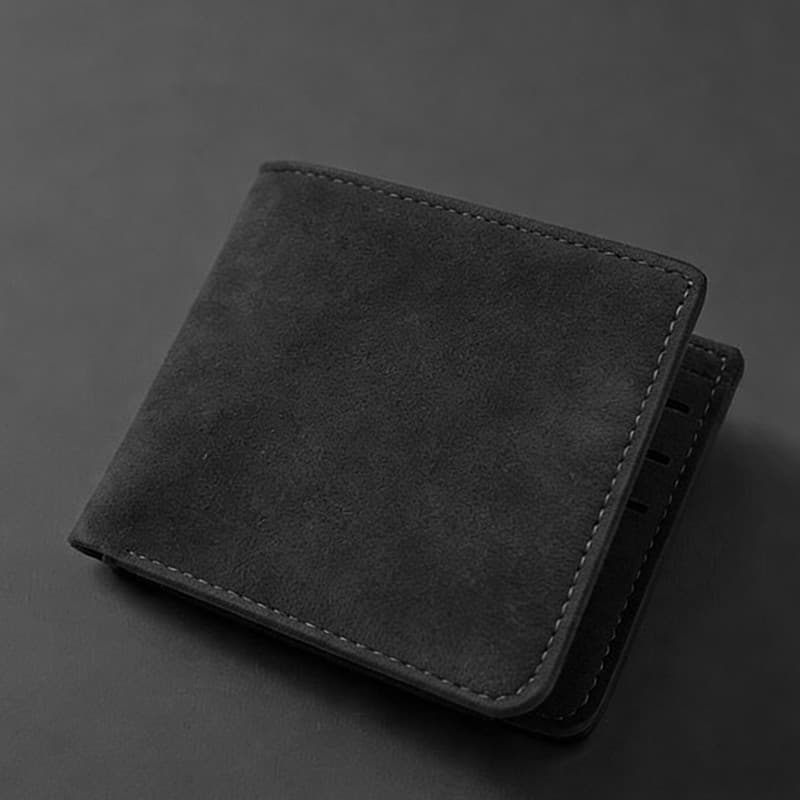 Carteira masculina de camurça carteira carteira novo estilo saco de couro saco de cartão de visita simples dobr
