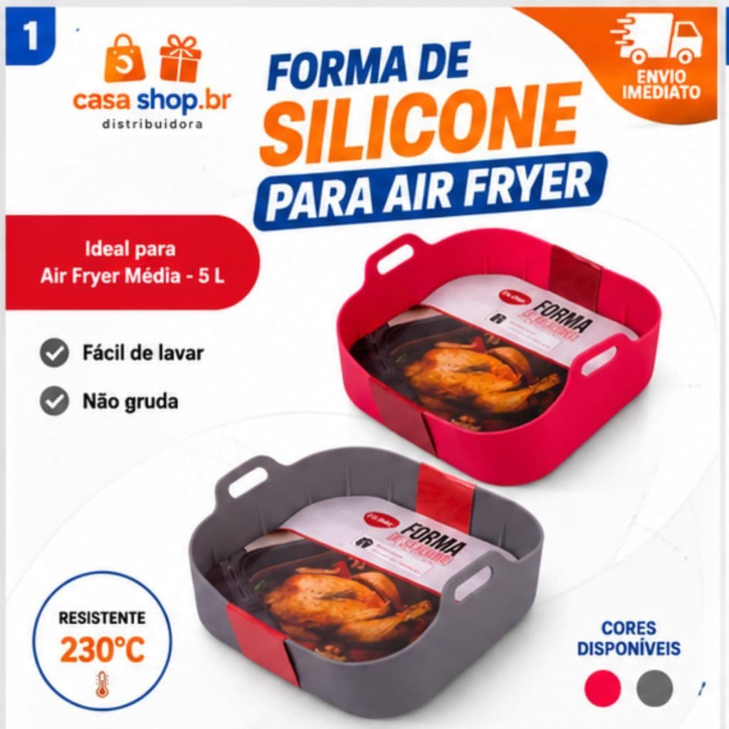 Forma De Silicone Média Para Air Fryer Clink 5L Não Gruda Fácil de Lavar