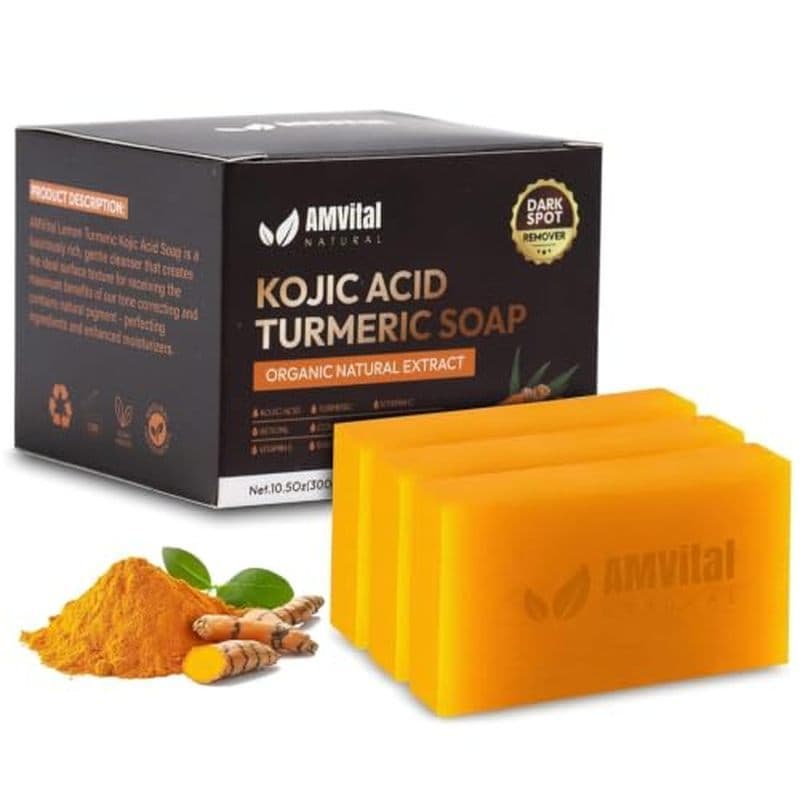 Barras De Sabonete De Ácido Kójico Vital Turmeric Com Vitamina C , Retinol & amp ; Hialurônico – Rosto Corporal Colágeno