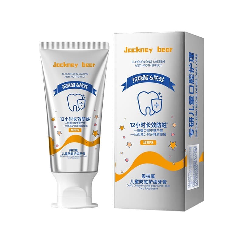 Anti-açúcar ácido Olafluorine pasta de dente anti-caça infantil 70g morango doce laranja sabor 2-12 anos de idade bebê c