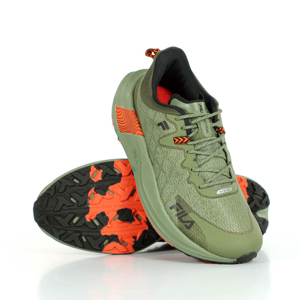 Tênis Fila Racer Skytrail Verde Oliva Preto e Laranja - Feminino