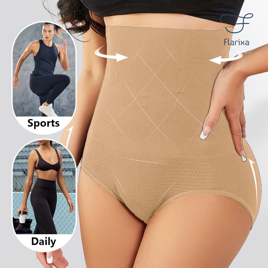 Calcinha Modeladora de Cintura Alta Flarixa, Sem Costura, para Mulheres 8BBO