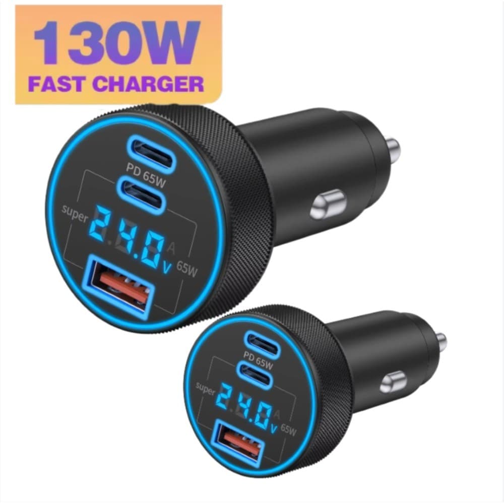2026 Novo 12-24V 130W 3-4 Portas Carregador De Carro USB PD C Adaptador De Telefone Celular De Carregamento Rápido Com D