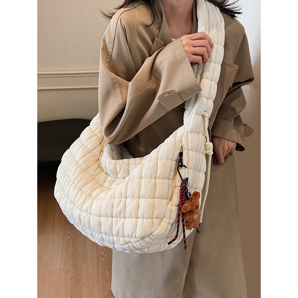 Nuvem saco feminino acolchoado acolchoado outono inverno grande capacidade Puff sacola plissado Casual leve Cross-Body p