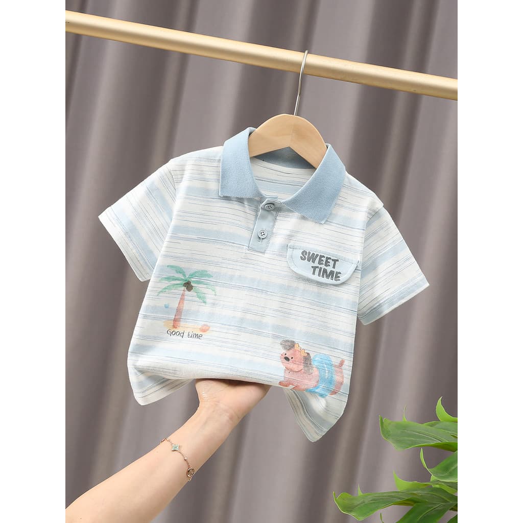 Meninos camisa POLO de manga curta camiseta verão 2026 novo estilo bebê menina puro algodão topo crianças meia manga beb