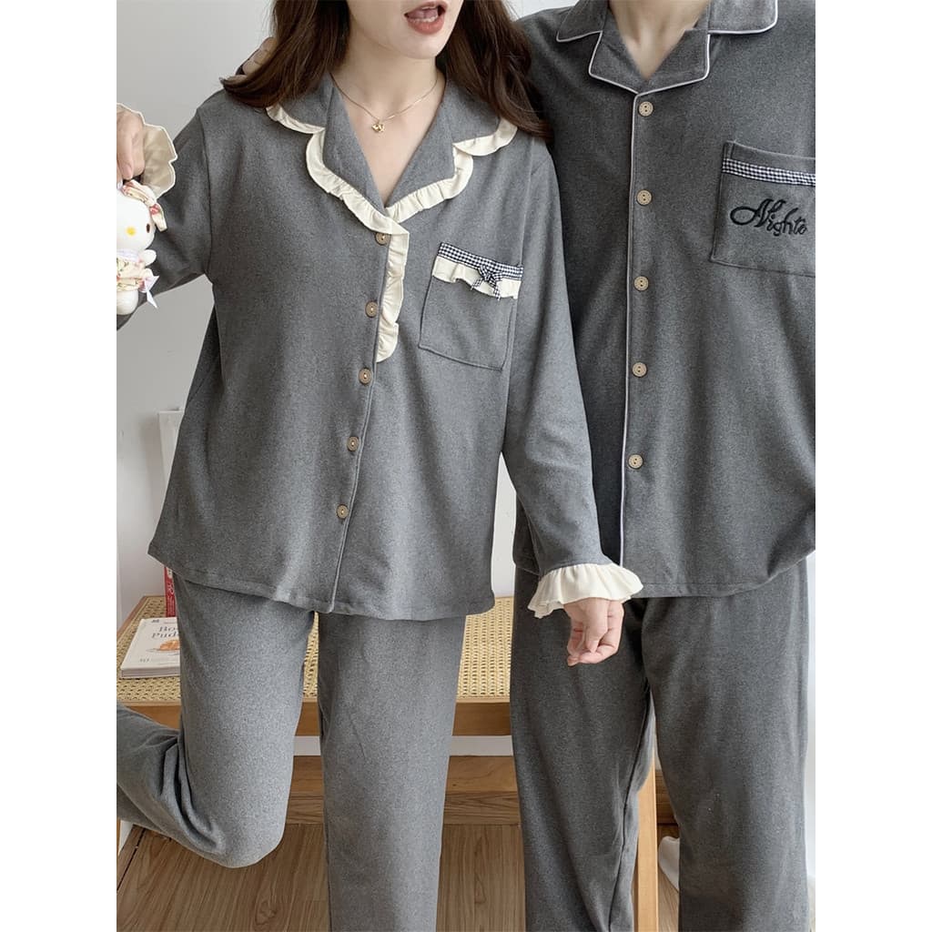 Casal pijamas feminino 2025 novo estilo outono inverno alemão veludo High-End de manga comprida masculino versão coreana