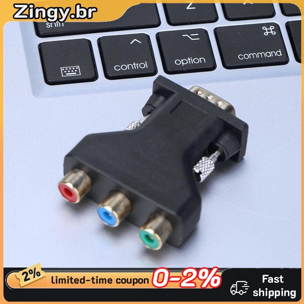 Adaptador Divisor Fio Conector Preto VGA Macho Para 3 RCA Fêmea Acessórios De Vídeo