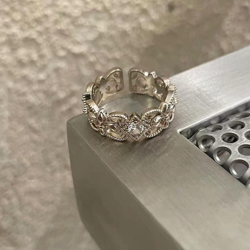 Anel Vintage cruzado oco em camadas feminino íris renda anel de dedo indicador