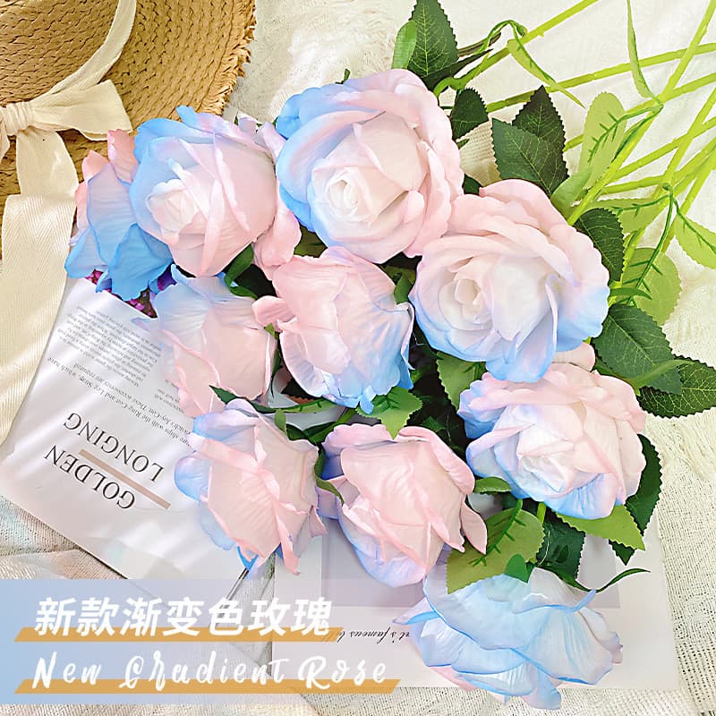 Decoração de mesa com buquê de rosas, flores secas artificiais, decoração de flores de seda para sala de estar, flores v