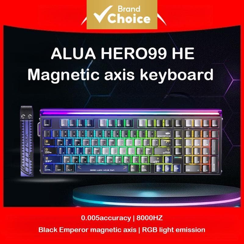 Teclado Mecânico Gamer AULA Hero 99 HE, Switch Magnético, Tri-Modo, Hot Swappable, RGB, para Laptop
