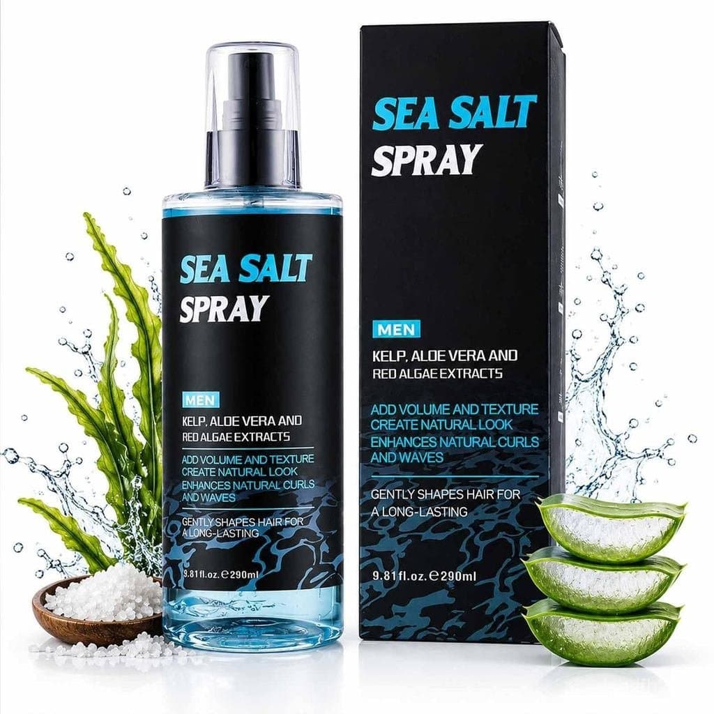 Spray de Sal Marinho para Cabelo Masculino, Spray Texturizador para Cabelo, Ondas de Praia Volumizadoras, Acabamento Fos