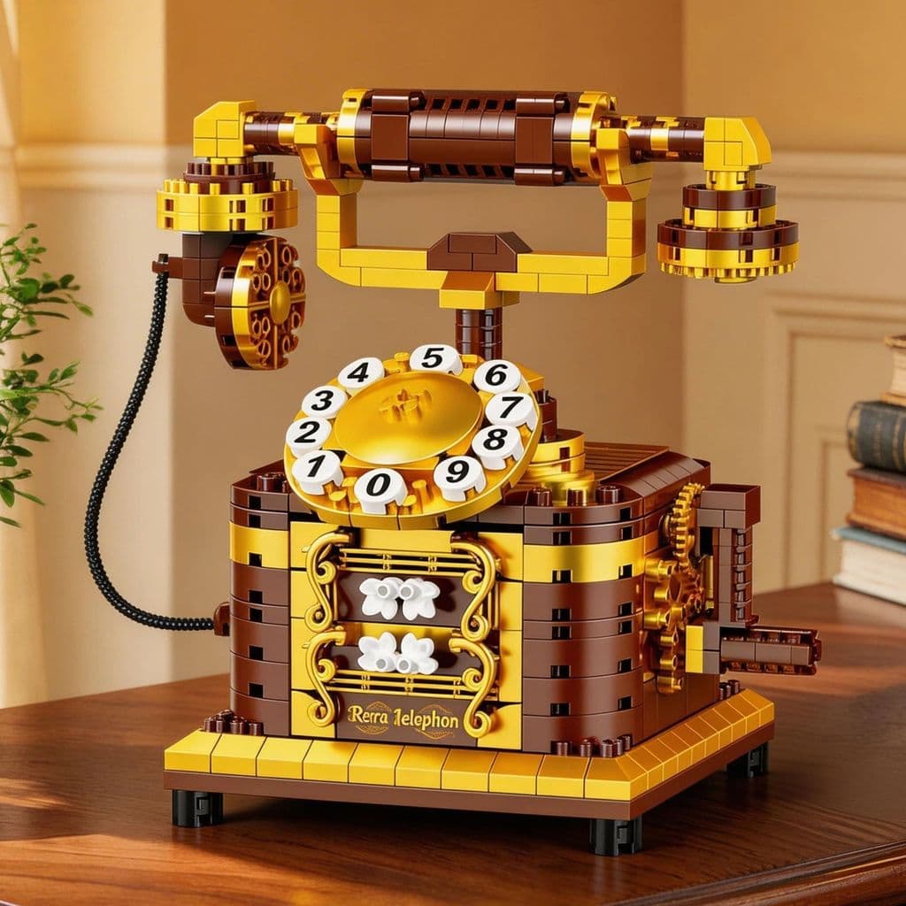 2026 novo estilo compatível Lego Retro nostálgico telefone bloco de construção menina modelo de montagem de alto valor b