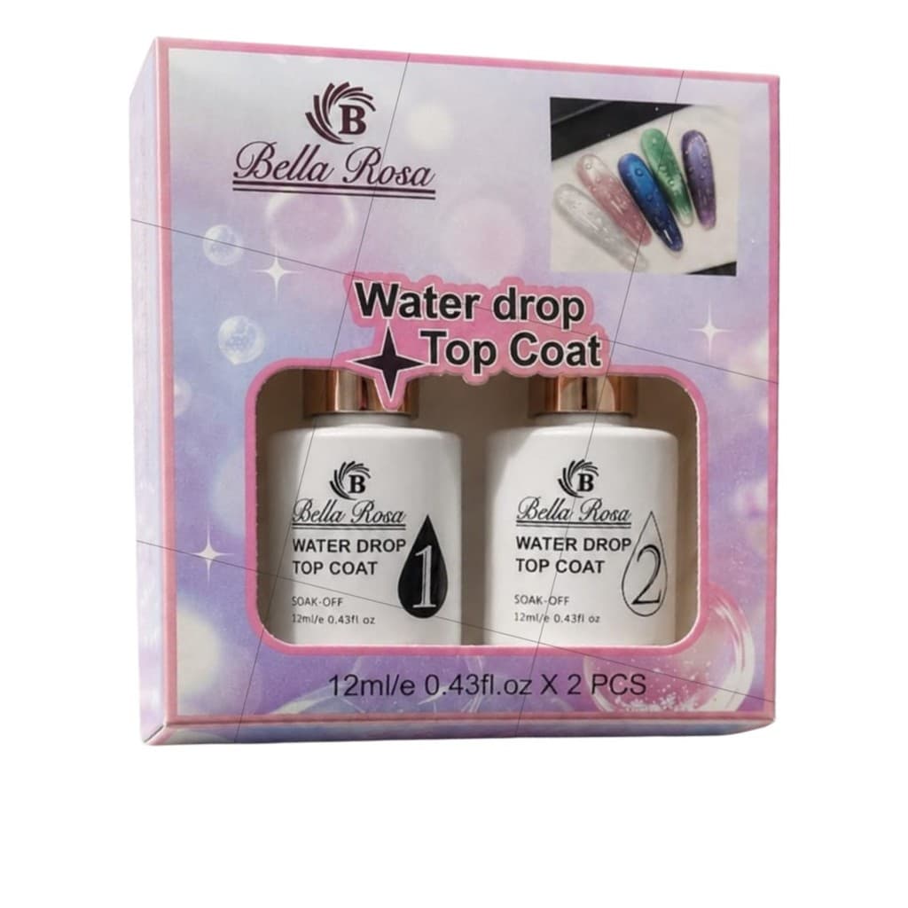 Kit Top Coat Efeito Gota 2 Passos Water Drop Bella Rosa