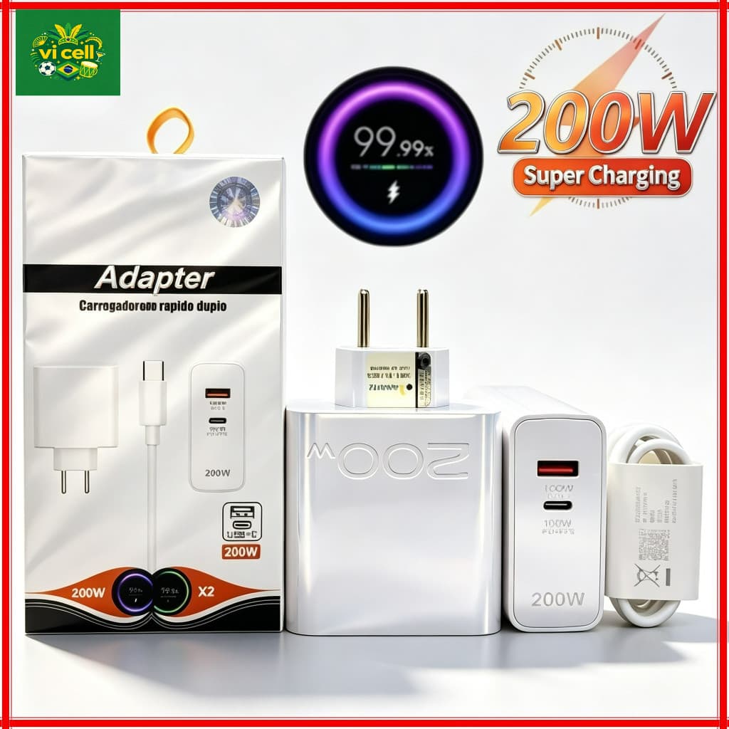 Carregador 200w xiao mi Cabo Tipo c turbo power fast charger