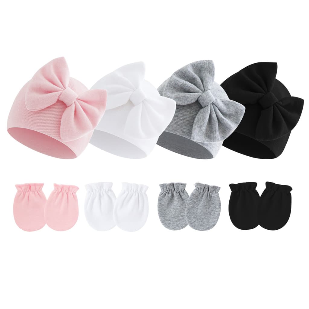 Chapéu de Bebê Sem Costura para Recém-Nascidos com Laço Fofo, Estilo Primavera e Outono