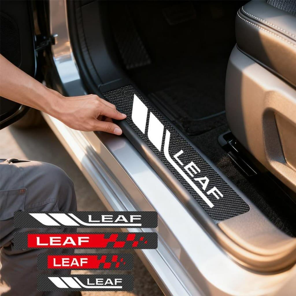 Kit 4 Peças Textura 3D Protetor De Soleira De Porta Automotiva Acessórios Para Carro For Nissan Leaf Tekna EV