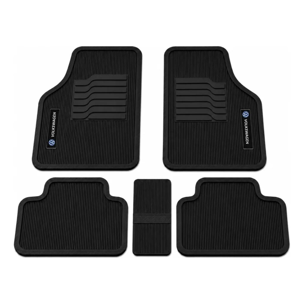 Tapete Automotivo Bordado 5 Peça Pvc Preto Logo Volkswagen Universal
