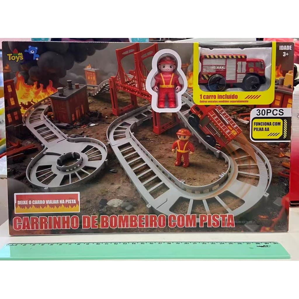 carrinho de bombeiro com pista