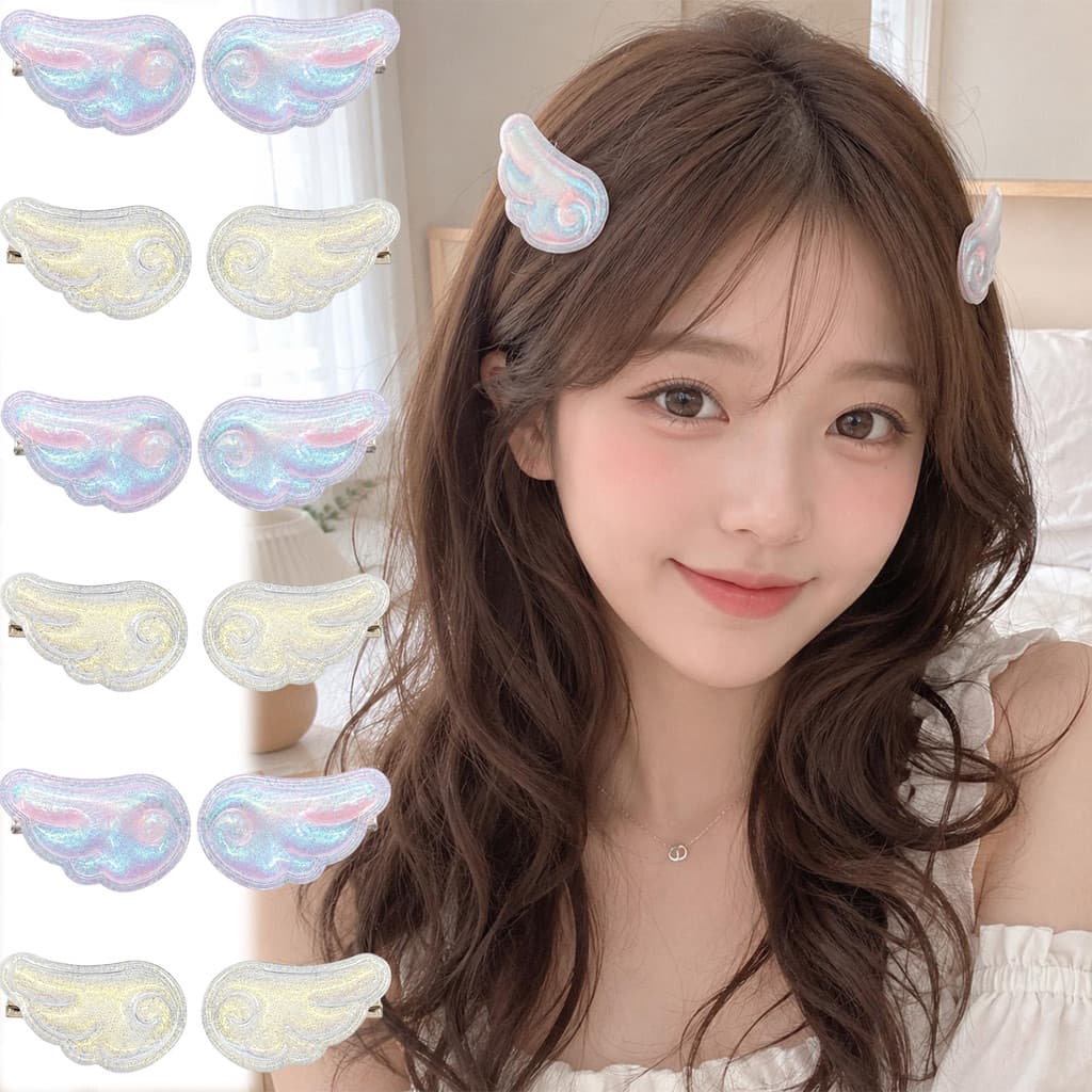 Grampos De Cabelo Com Asa De Anjo Pequena Sonhadora E Brilhante-Presilhas Mini Asas De Fada Adorável-Decoração Estética