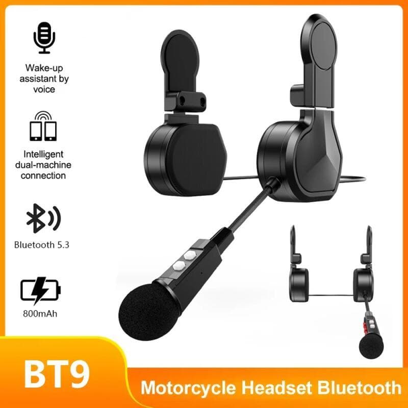 BT9 Motocicleta Capacete Bluetooth Fone De Ouvido 800mAh BT5.3 Controle De Voz Chamada Mãos-Livres Estéreo Leitor De Mús