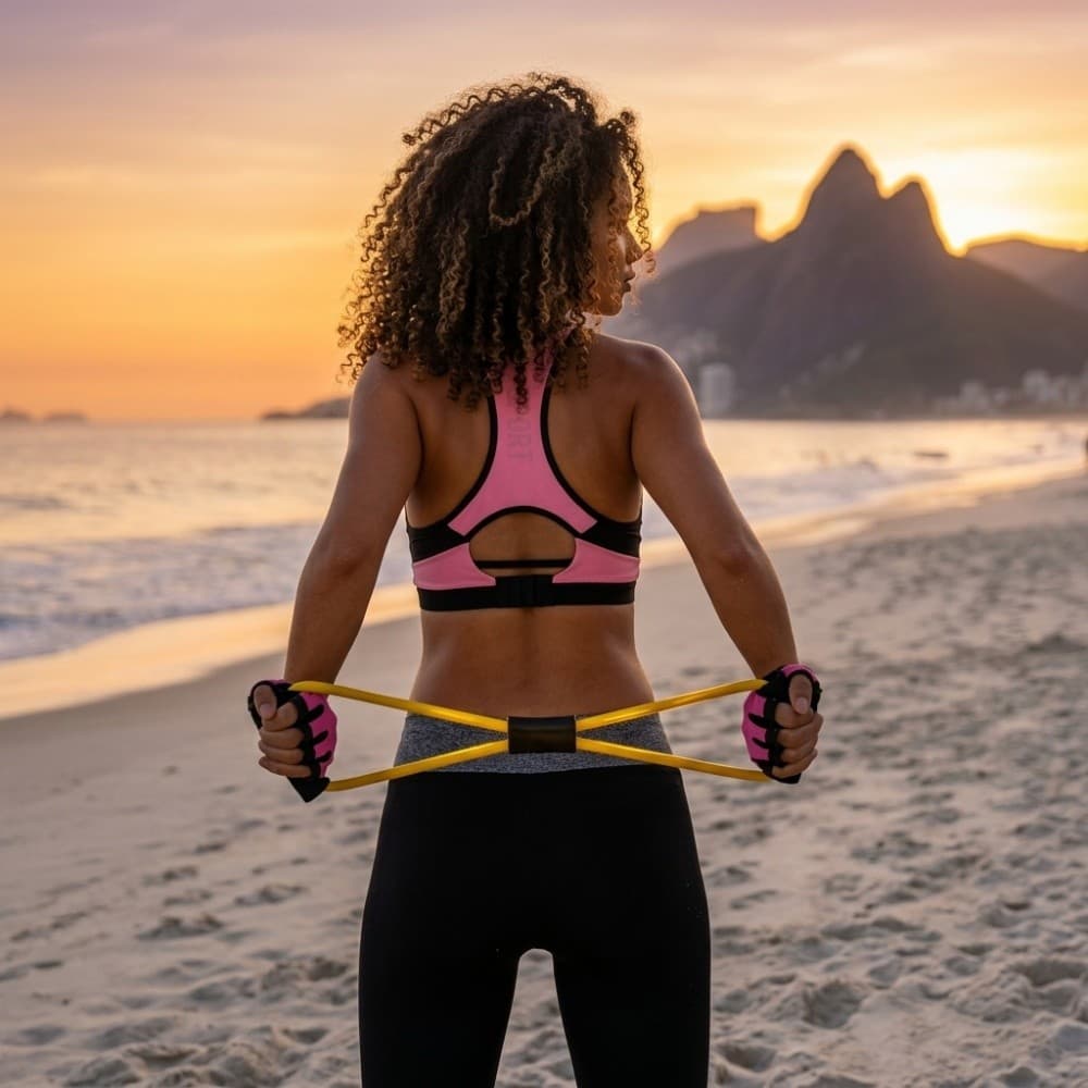 Elástico Extensor Tensional de Borracha com Pegador de Espuma Exercícios de Força Musculação em Casa
