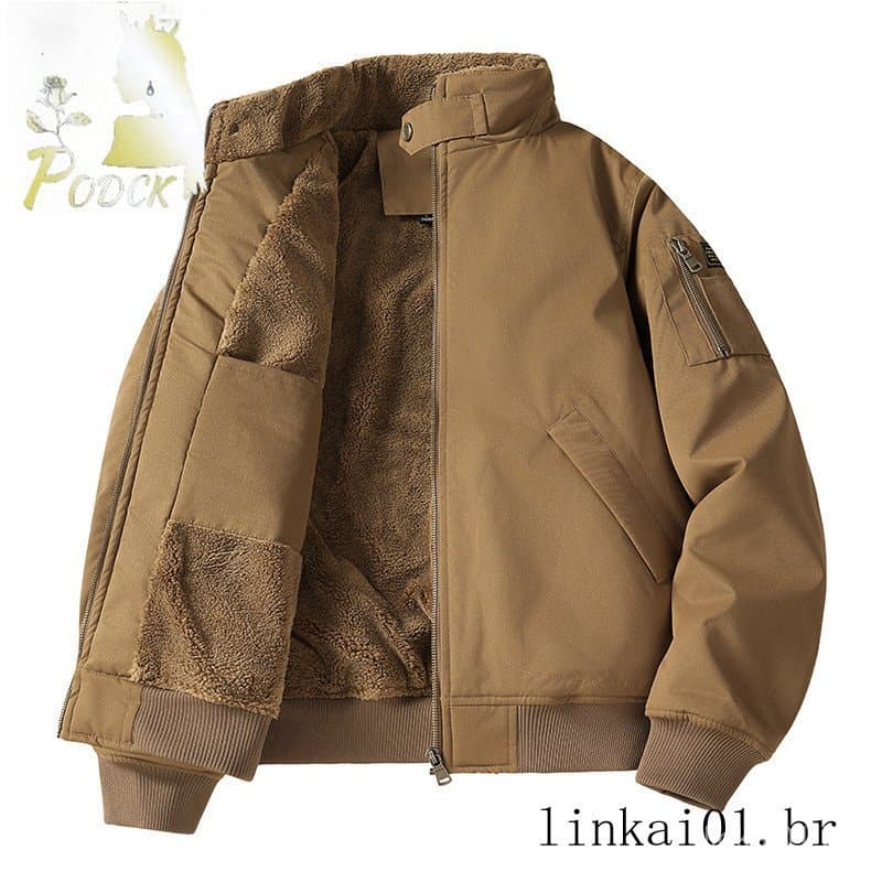 Tamanho europeu jaqueta Bomber masculina inverno forro de lã engrossado Multi-bolso Casual versão solta macacão jaqueta