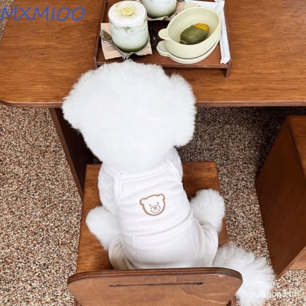 Roupas para Animais de Estimação MXMIOO, Calças Respiráveis com Alças de Padrão de Desenho Animado, Pijamas Macios para
