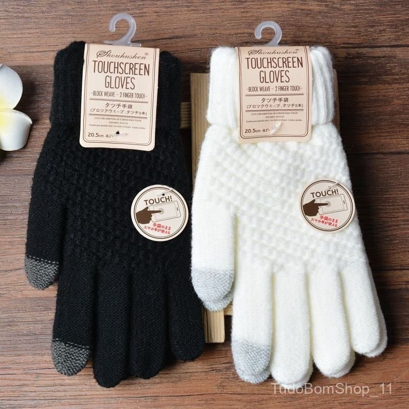 Luvas de Fabricante de Malha Moda Luvas Quentes Femininas Forradas com Fleece Antiderrapantes Atacado Inverno Tela Sensí