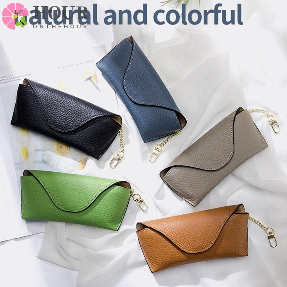 HOUR Glasses, Bolsa de Armazenamento para Óculos de Sol em Couro Genuíno Anti-Pressão, Estojo Protetor Multicolorido BOF